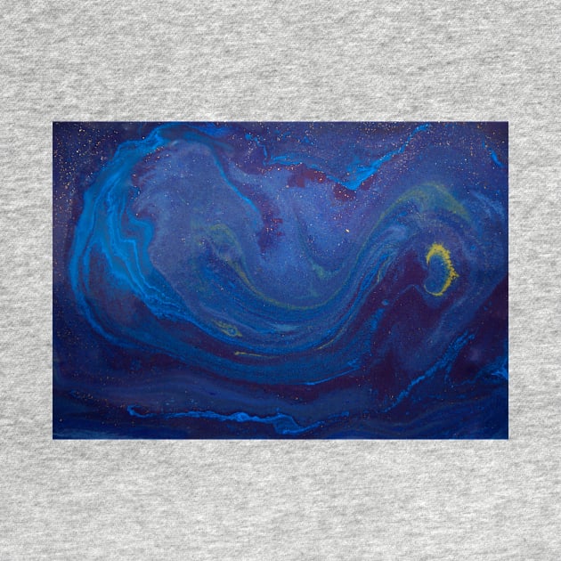 Navy Blue Starry Night Watercolor Painting by NewburyBoutique